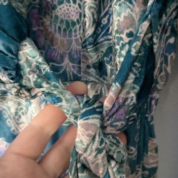 Free People Blue Delphine Velvet Long Sleeve Jumpsuit - Picture 7 of 8